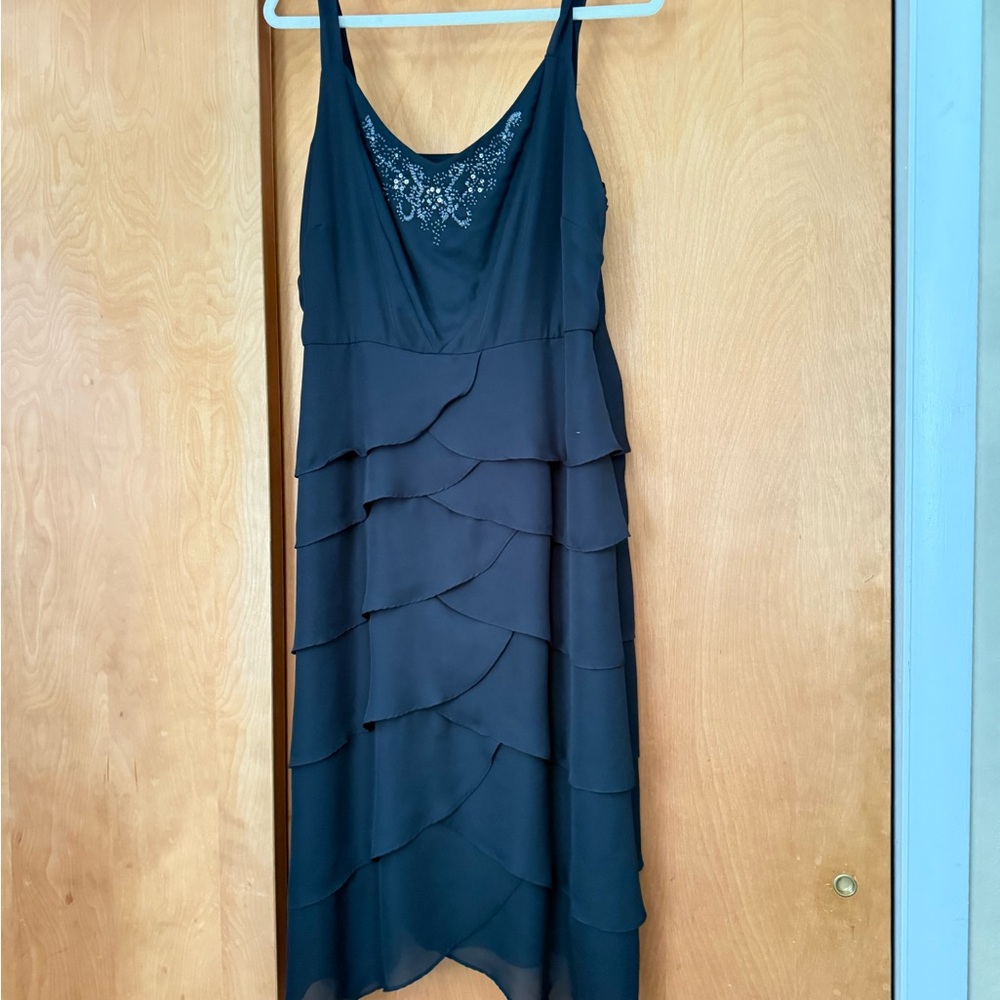 Roaman's Blue Tiered Ruffled Midi Sundress